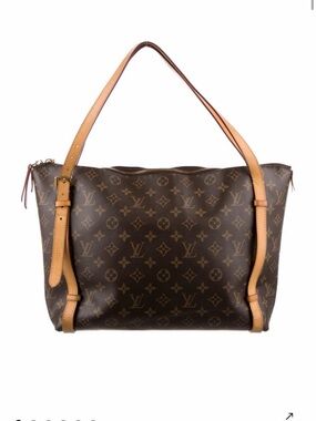 Louis Vuitton Monogram Canvas Shoulder Bag with Tan Leather Straps